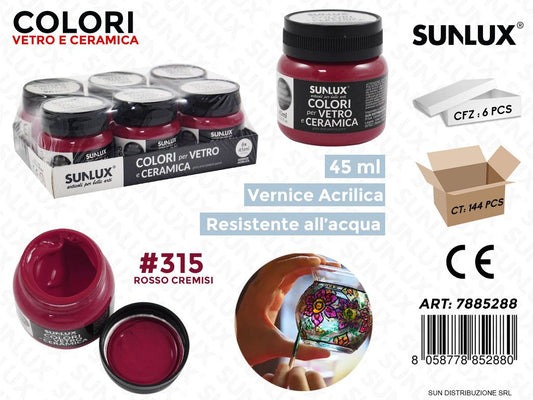 Colori Vetro- Ceramica 315 Rosso Cremisi 45ML