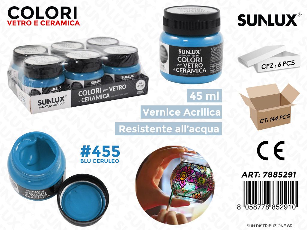 Colori Vetro- Ceramica 455 Blu Ceruleo 45ML