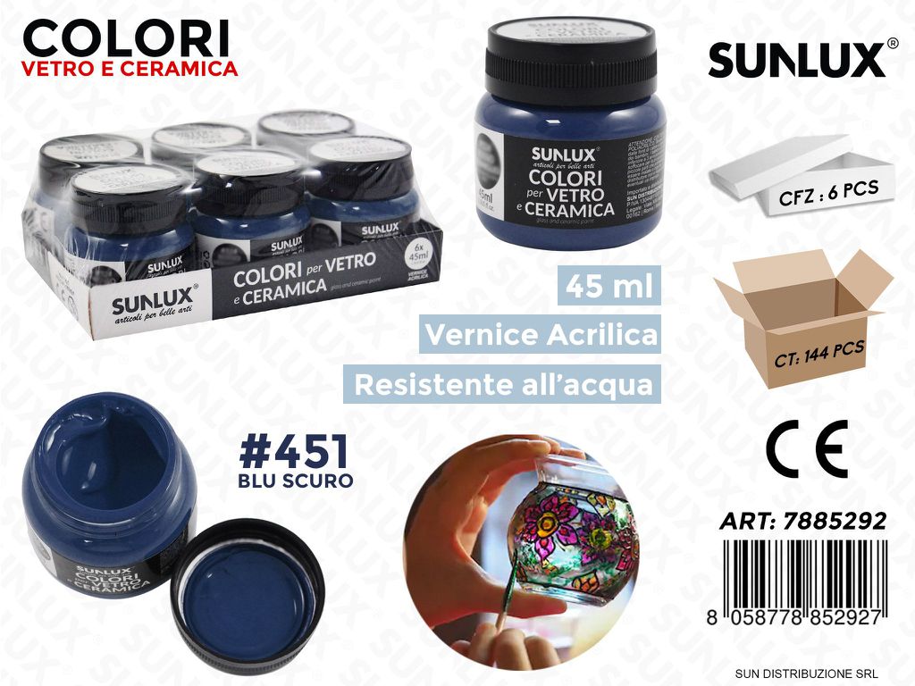 Colori Vetro- Ceramica 451 Blu Scuro 45ML