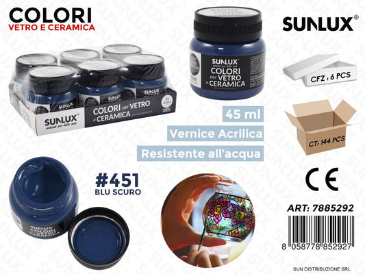 Colori Vetro- Ceramica 451 Blu Scuro 45ML