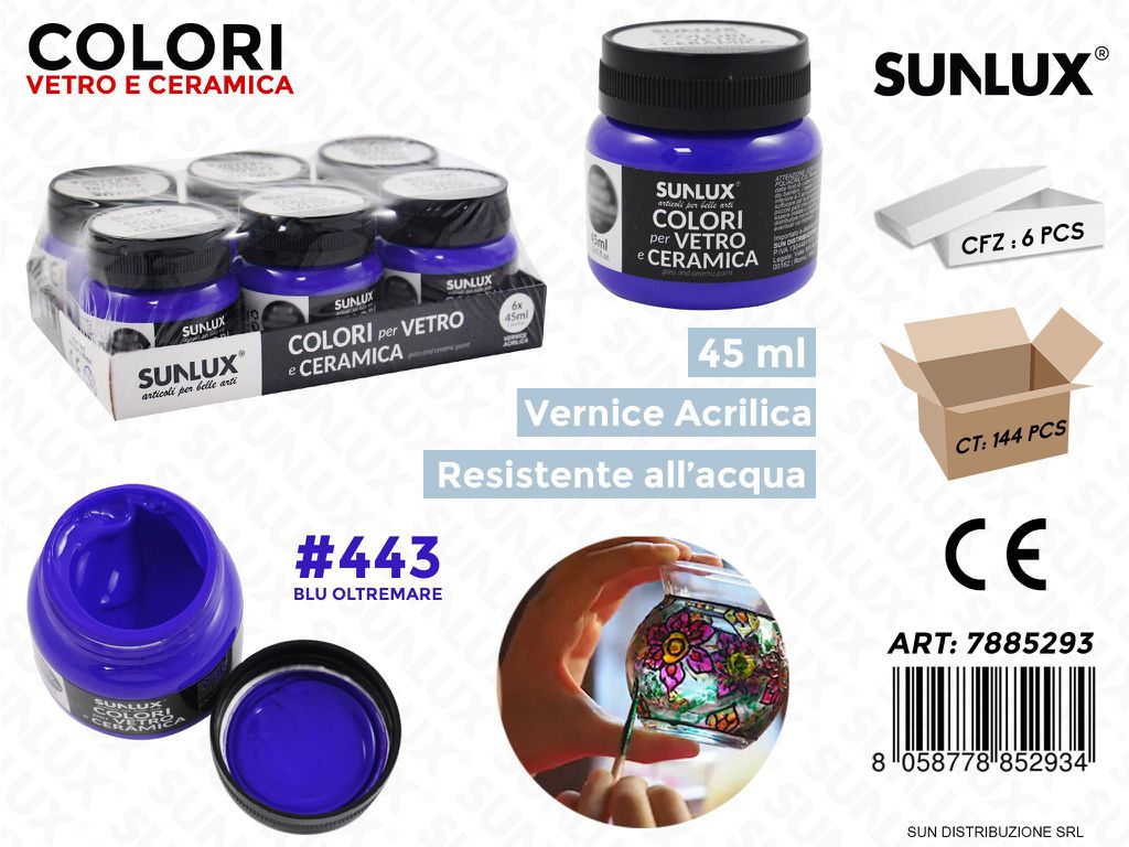 Colori Vetro- Ceramica 443 Blu Oltremare 45ML