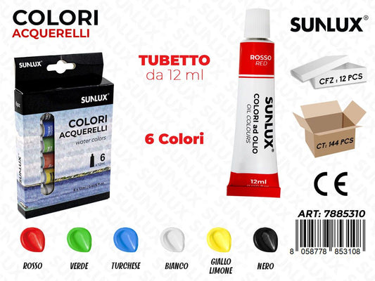 Colori Acquerelli Tubetto 6COL. 12ML