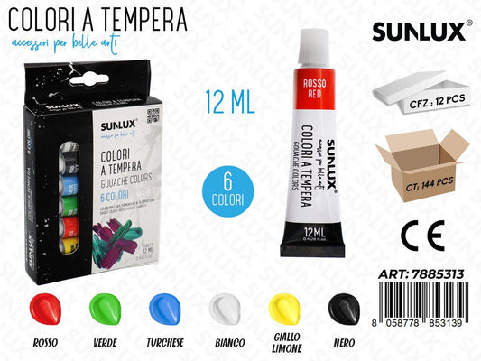Colori a Tempera Tubetto 6COL. 12ML