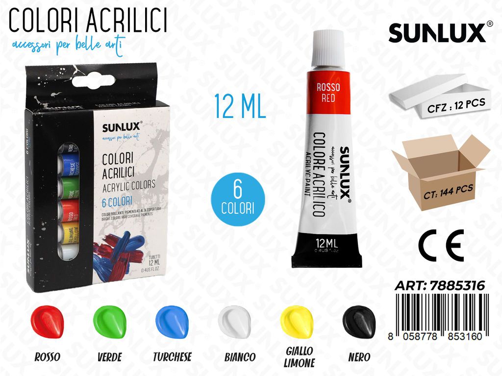 Colori Acrilici Tubetto 6COL. 12ML