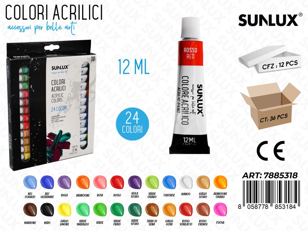 Colori Acrilici Tubetto 24COL. 12ML