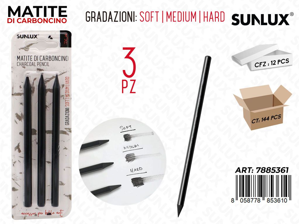 Matite di Carboncino Grad. Ass. 3PCS
