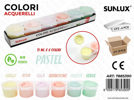 Colori Aquerelli 6COL. Pastel Ass. 15 Ml