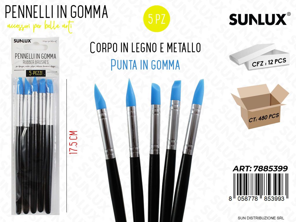 Set Pennelli in Gomma 5PCS Ass. 17.5CM