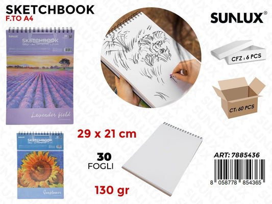 SKETCHBOOK ASS. A4 29*21CM 30F 130GR.