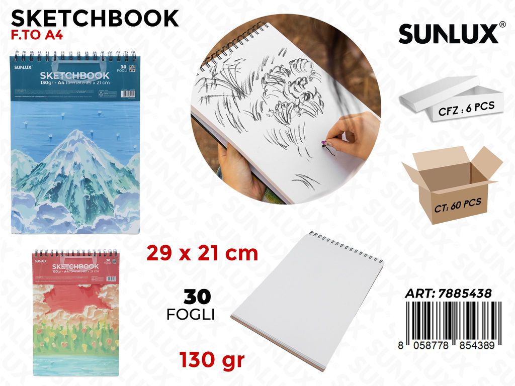 SKETCHBOOK ASS. A4 29*21CM 30F 130GR.