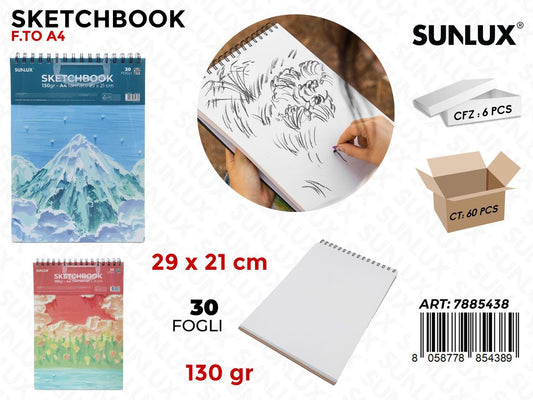 SKETCHBOOK ASS. A4 29*21CM 30F 130GR.
