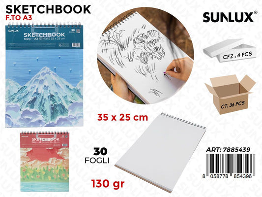 SKETCHBOOK ASS. A3 35*25CM 30F 130GR.