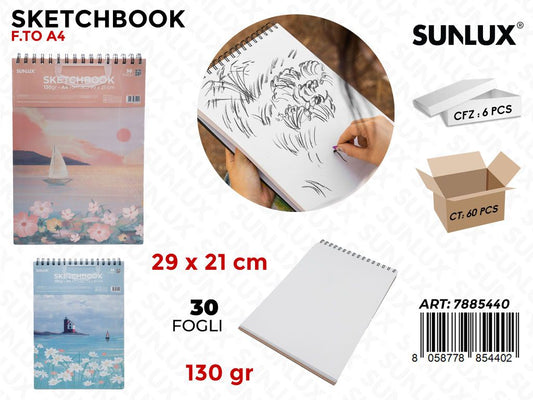 SKETCHBOOK ASS. A4 29*21CM 30F 130GR.
