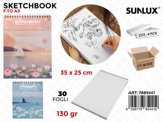 SKETCHBOOK ASS. A3 35*25CM 30F 130GR.