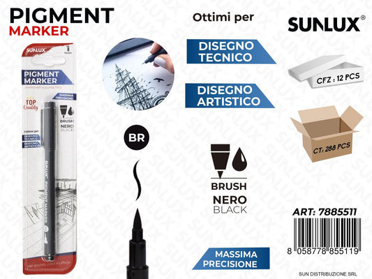 Bl. Pigment Marker Brush Nero Br / Pz da 12