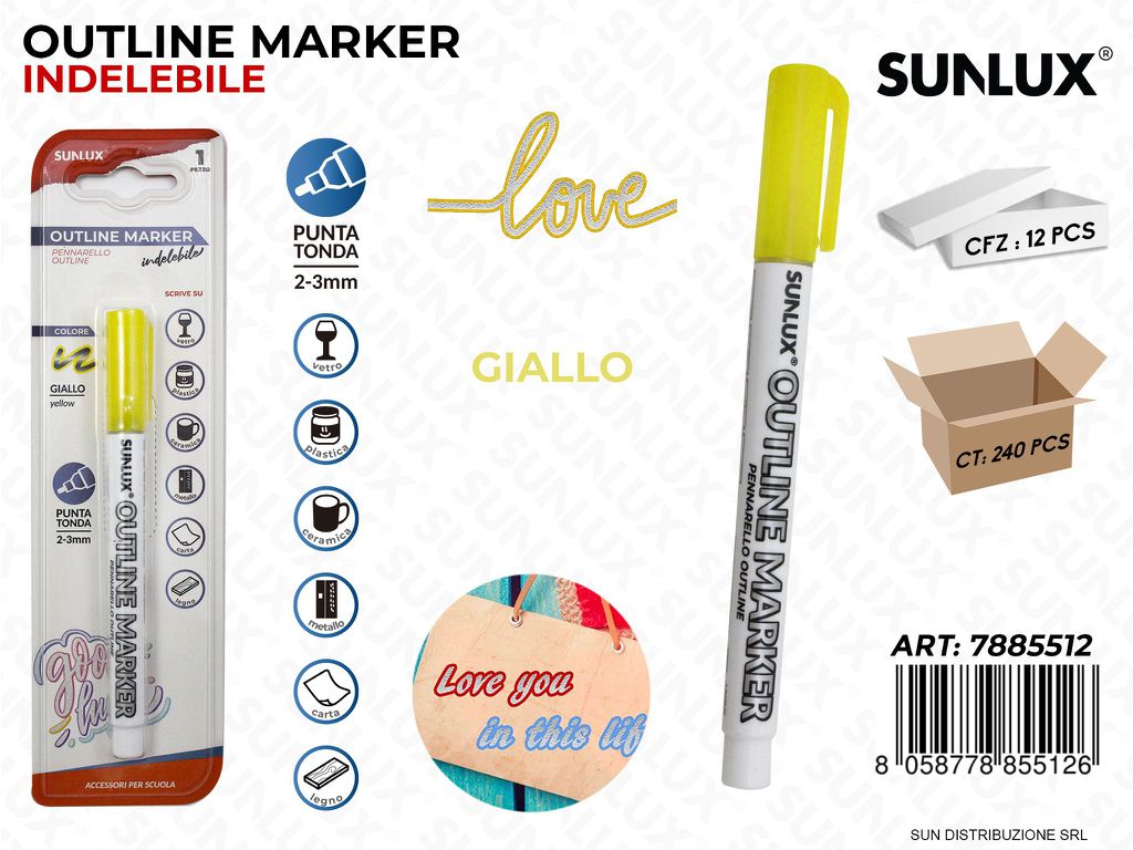 Bl. Outline Marker Indelebile Giallo 2-3MM