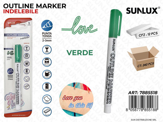 Bl. Outline Marker Indelebile Verde 2-3MM