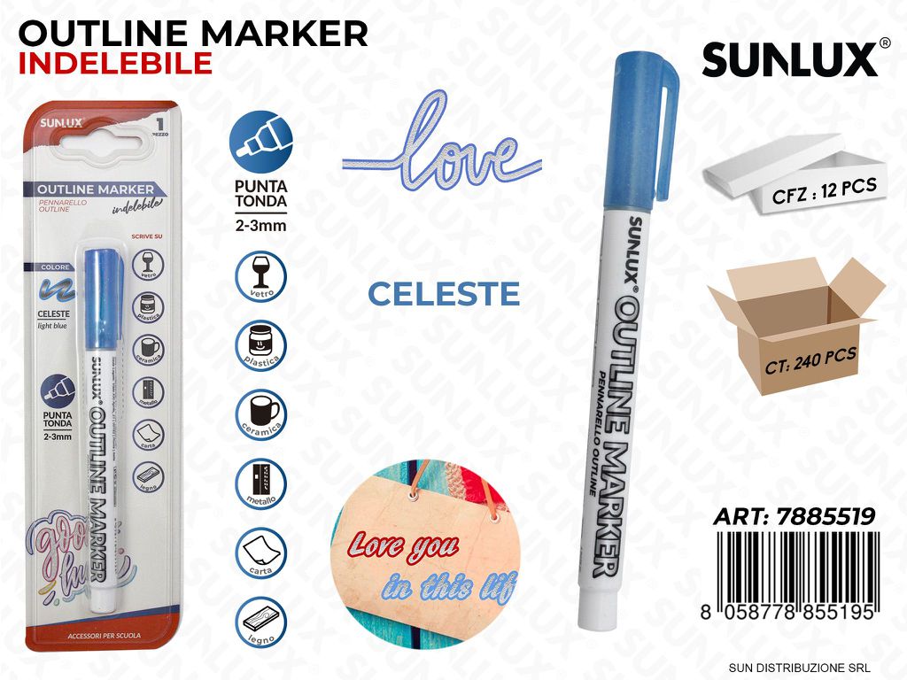 Bl. Outline Marker Indelebile Celeste 2-3MM