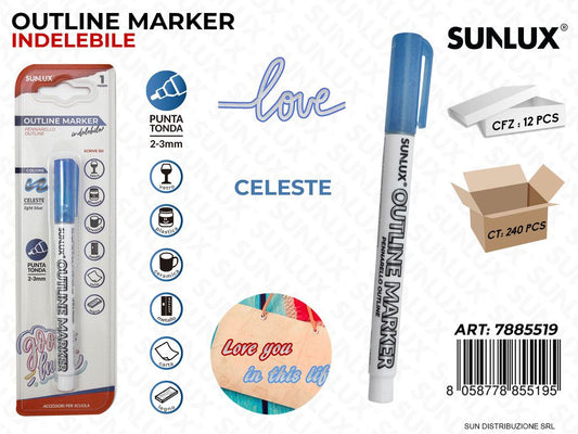Bl. Outline Marker Indelebile Celeste 2-3MM
