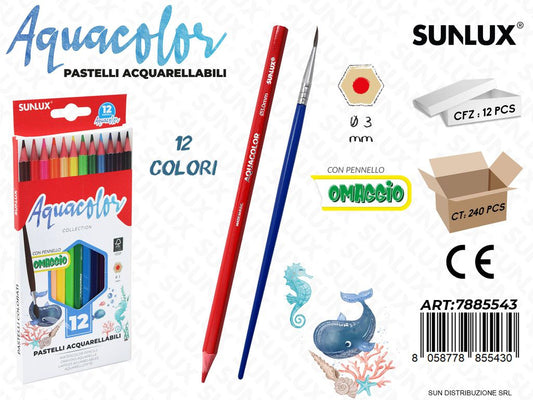 Pastelli Aquacolor c/ Pennello 12PCS 3MM