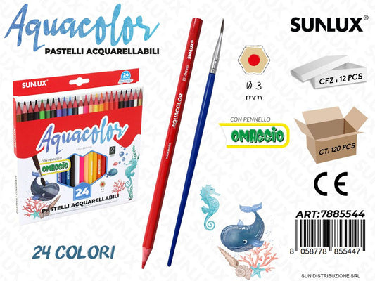 Pastelli Aquacolor c/ Pennello 24PCS 3MM