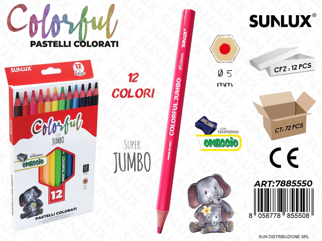 Pastelli Colorful Esag. Jumbo 12PCS 5MM