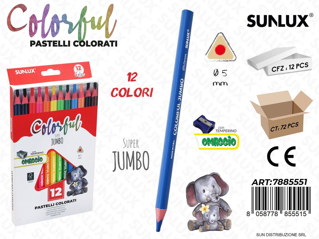Pastelli Colorful Triang. Jumbo 12PCS 5MM