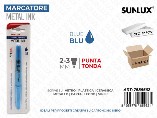 Sunlux Marcatore Metal Ink Blu 2-3MM