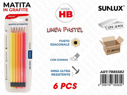 Sunlux Matite in Grafite L. Pastel Hb 6PCS