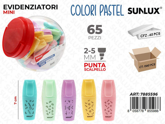 BAR. EVIDENZIATORI MINI PASTEL 2-5MM /PZ DA 65**