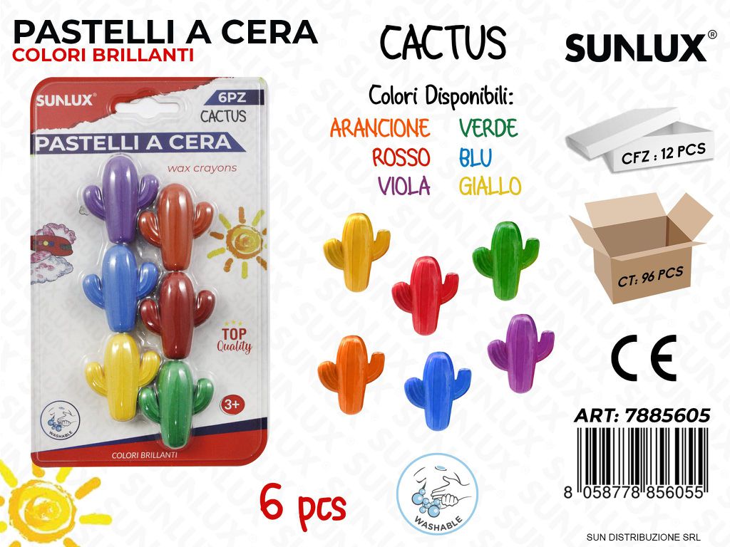 Pastelli a Cera Cactus Col. Ass. 6PCS
