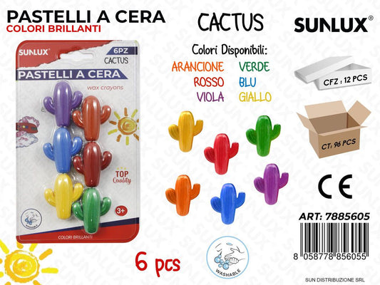 Pastelli a Cera Cactus Col. Ass. 6PCS