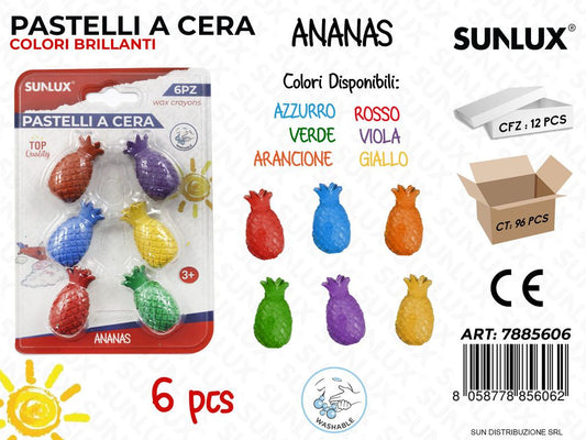 Pastelli a Cera Ananas Col. Ass. 6PCS