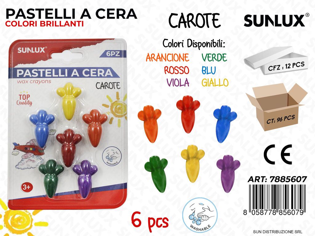 Pastelli a Cera Carote Col. Ass. 6PCS