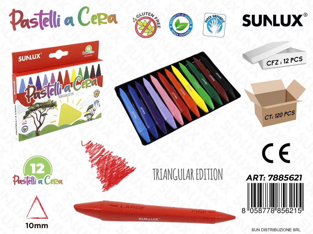 PASTELLI A CERA TRIANGULAR DUO D.10MM 12COL. ASS. /PZ DA 12**