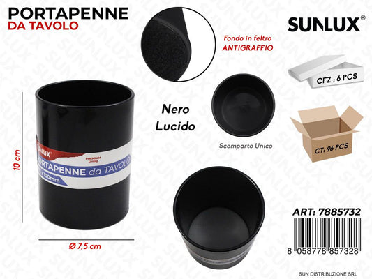 Portapenne da Tavolo Nero Lucido D.7.5*10CM