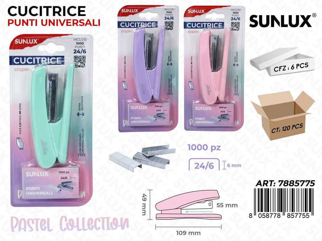 Cucitrice C/ Punti Univ. Pastel 49*109Mm
