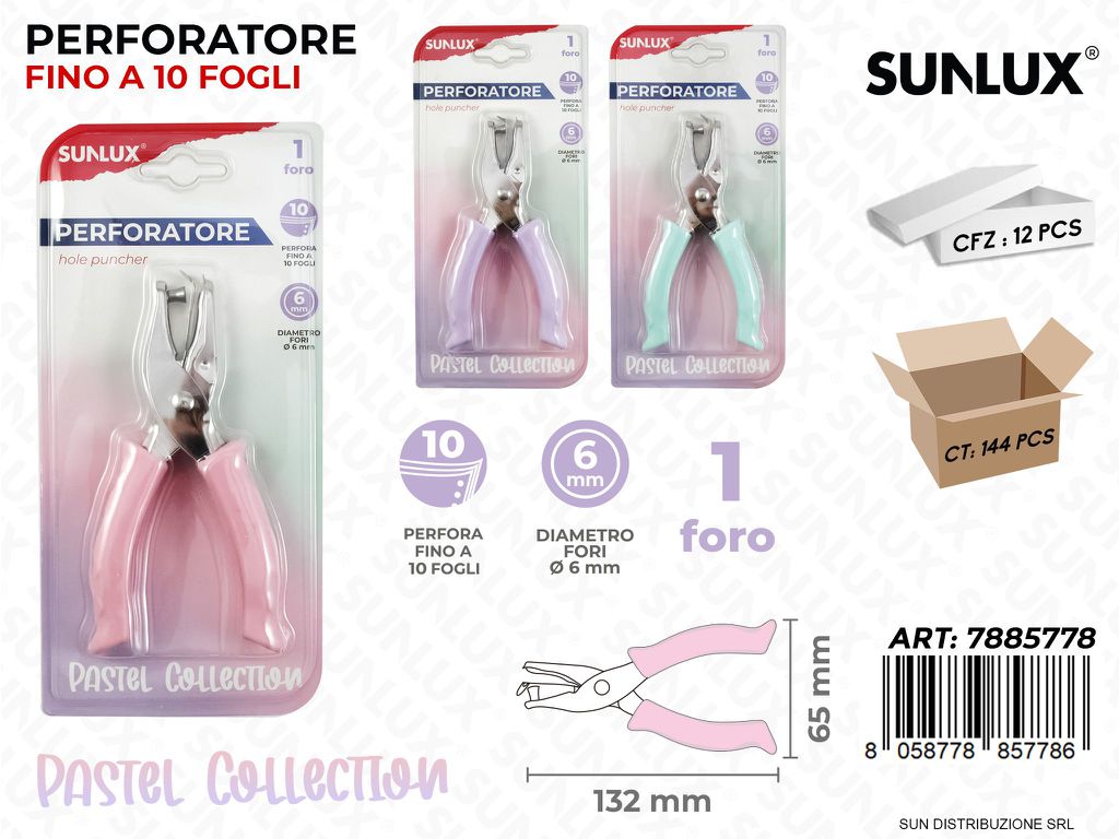 Perforatore Pastel 1Fori Max 10Ff 132*65Mm