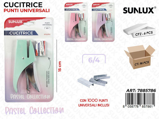 Cucitrice C/ Punti Univ. Col. Pastel 15Cm