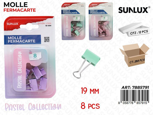 Molle Fermacarte Col. Ass. Pastel 8Pcs 19Mm