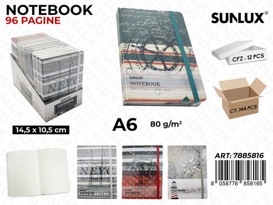 Sunlux Notebook Ass. 96PAG. F.to A6 14.5*10.5CM