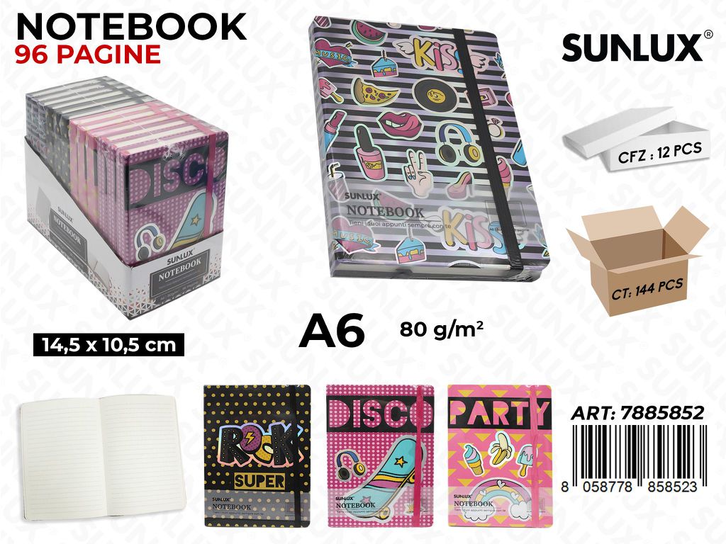 NOTEBOOK ASS. 96PAG. F.TO A6 14.5*10.5CM /PZ DA 12**