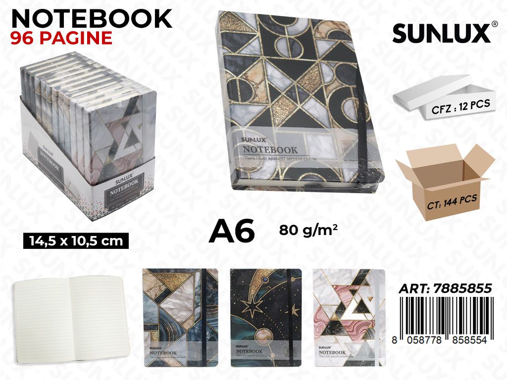 NOTEBOOK ASS. 96PAG. F.TO A6 14.5*10.5CM /PZ DA 12**