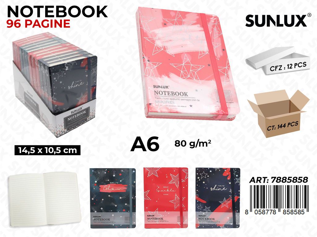 NOTEBOOK ASS. 96PAG. F.TO A6 14.5*10.5CM /PZ DA 12**