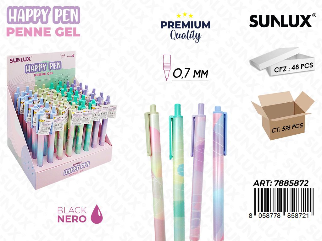 Happy Pen Gel Pastel Nero 0.7Mm