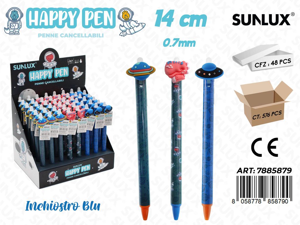 Happy Pen Cancellabile Blu Ass. 0.7Mm