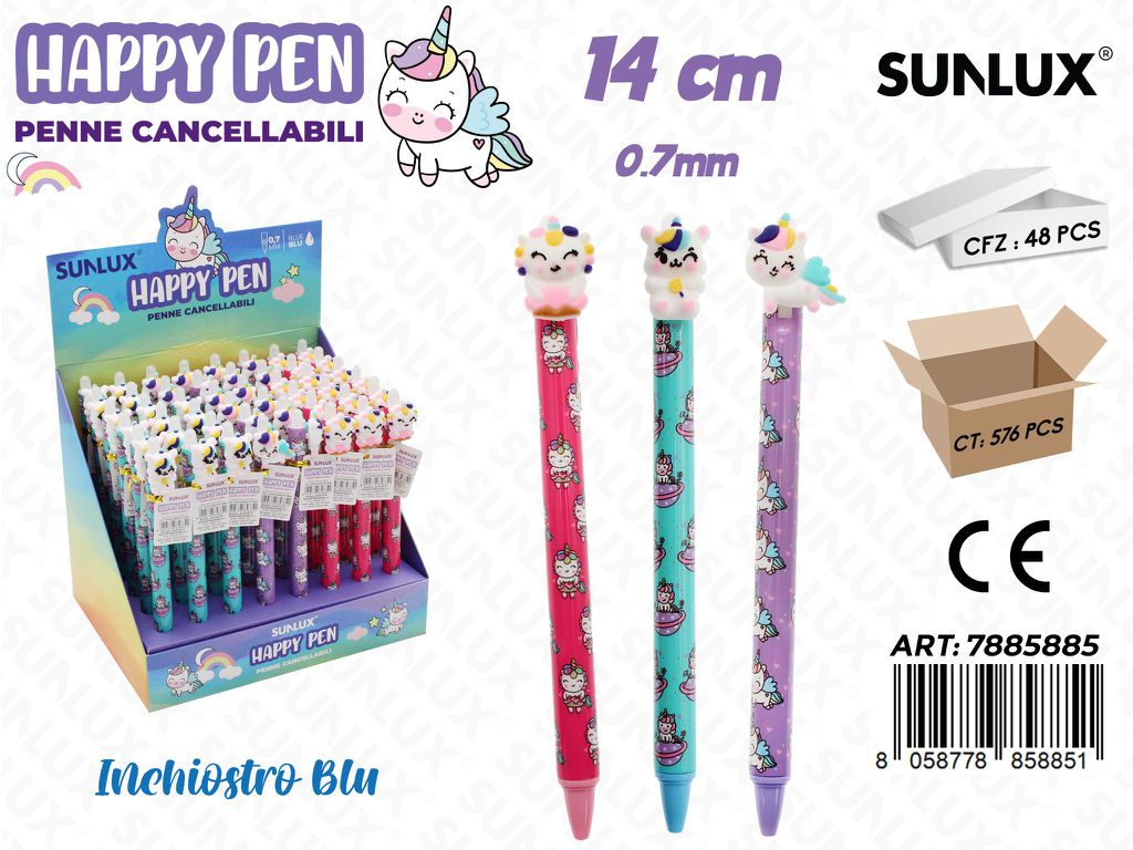 Happy Pen Cancellabili Blu Ass. 0.7Mm