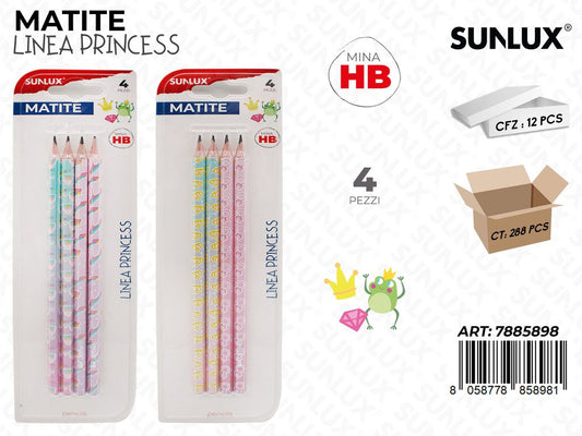 Sunlux Matite Hb L.princess 4PCS