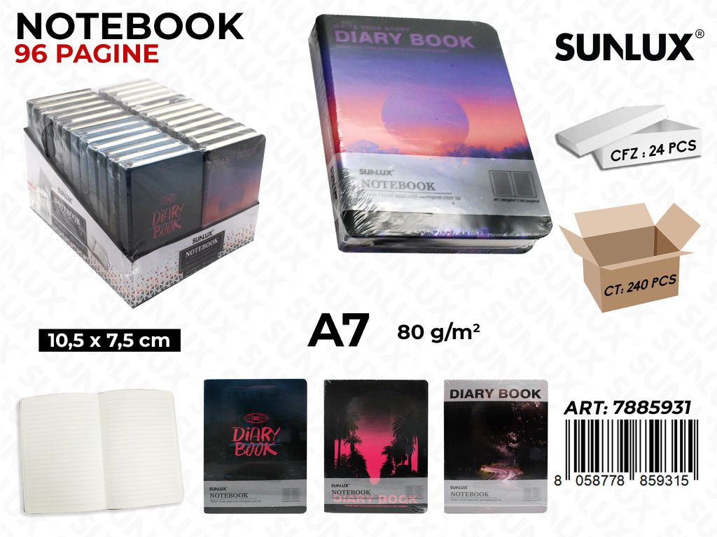 NOTEBOOK ASS. 96PAG. F.TO A7 10.5*7.5CM /PZ DA 24**