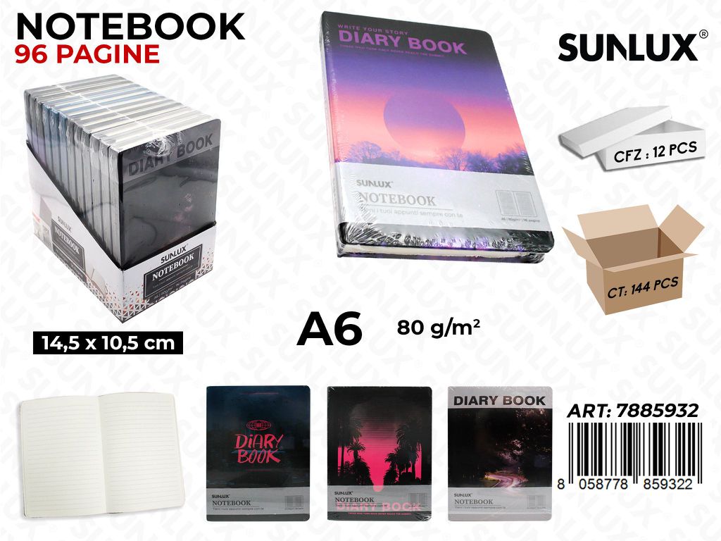 NOTEBOOK ASS. 96PAG. F.TO A6 14.5*10.5CM /PZ DA 12**